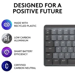 Clearance Logitech MX Mechanical Mini Illuminated Wireless Ergonomic Keyboard, Gray/Black (920-010550)