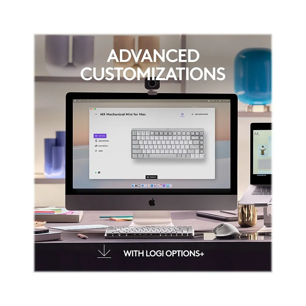 New Logitech MX Mechanical Mini for Mac Wireless Ergonomic Keyboard, Pale Gray (920-010553)