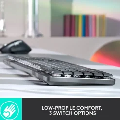 Outlet Logitech MX Mechanical Tactile Quiet Wireless Ergonomic Keyboard, Graphite (920-010547)