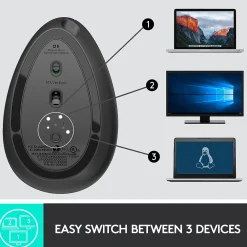 Online Logitech MX Vertical Wireless Ergonomic Vertical Ambidextrous Optical 2.4 GHz Mouse, Graphite (910-005447)