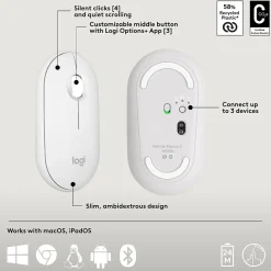 Hot Logitech Pebble 2 Wireless Mouse Keyboard Combo, (920-012201) Tonal White