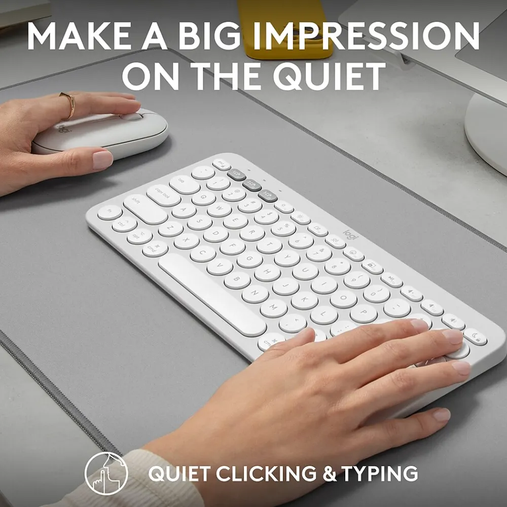 Hot Logitech Pebble 2 Wireless Mouse Keyboard Combo, (920-012201) Tonal White