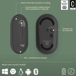 Online Logitech Pebble 2 Wireless Mouse Keyboard Combo, (920-012200) Tonal Graphite