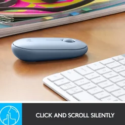 Online Logitech Pebble M350 Wireless Ambidextrous Optical Mouse, Blue Gray (910-005773)