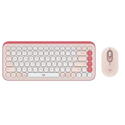 Discount Logitech POP Icon Wireless Keyboard and Optical Mouse Combo, Rose and Off-White (920-013105)