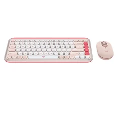 Discount Logitech POP Icon Wireless Keyboard and Optical Mouse Combo, Rose and Off-White (920-013105)