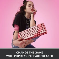 Online Logitech POP Keys Wireless Bluetooth Mechanical Keyboard, Heartbreaker (920-010709)