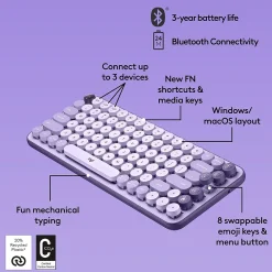 Best Logitech POP Keys Wireless Mechanical Keyboard, Cosmos (920-011233)