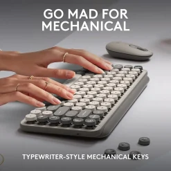 Best Logitech POP Keys Wireless Mechanical Keyboard, Mist (920-011232)