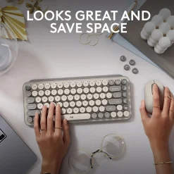 Best Logitech POP Keys Wireless Mechanical Keyboard, Mist (920-011232)