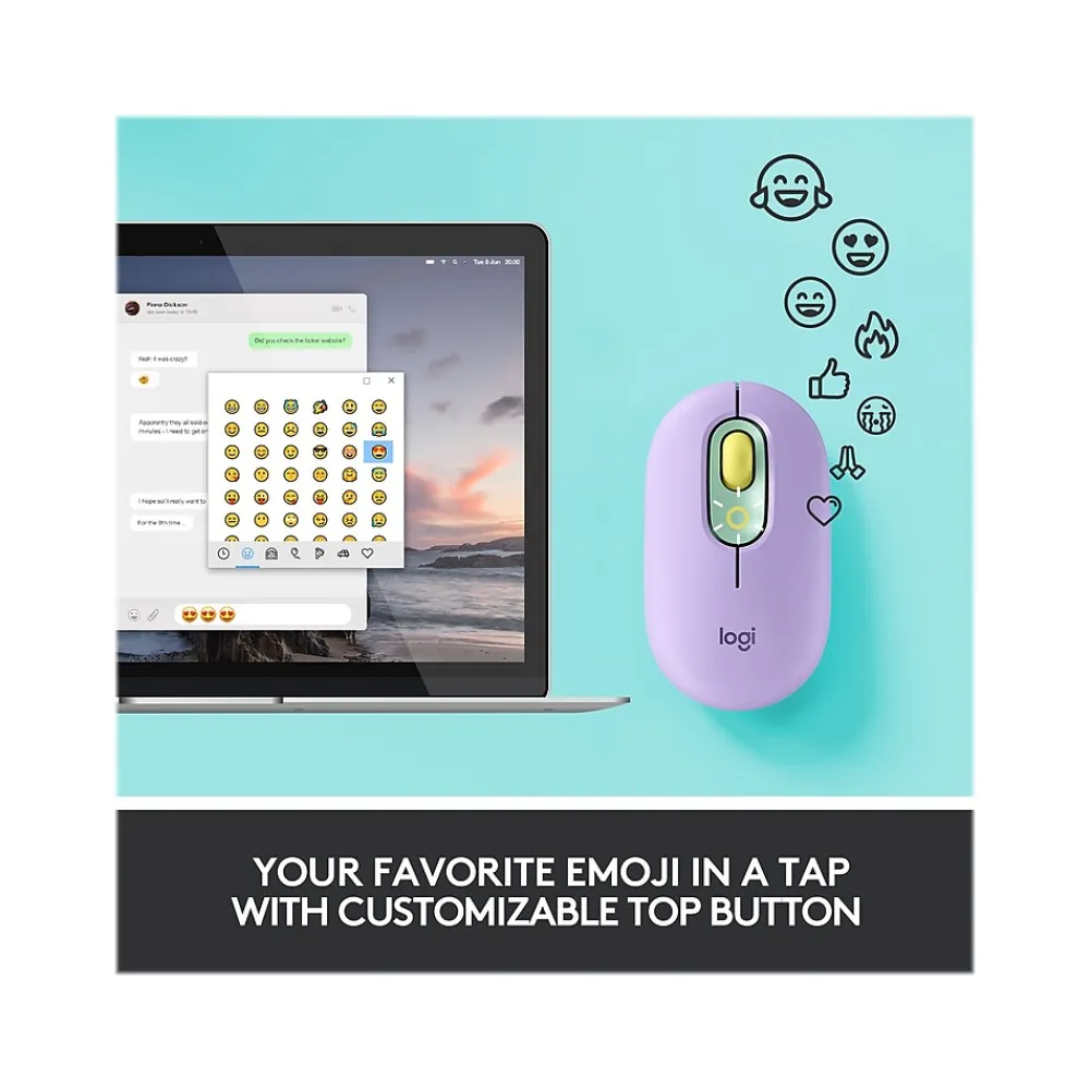Hot Logitech POP Wireless Ambidextrous Optical USB Mouse, Daydream (910-006544)