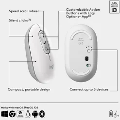 New Logitech POP Wireless Ambidextrous Optical Mouse, Off-white (910-007408)