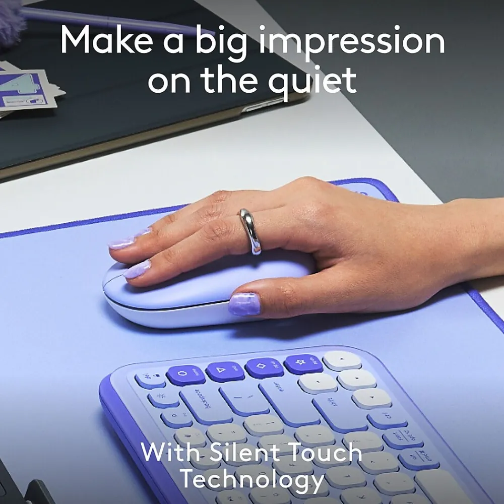 Discount Logitech POP Wireless Ambidextrous Optical Mouse, Lilac (910-007410)