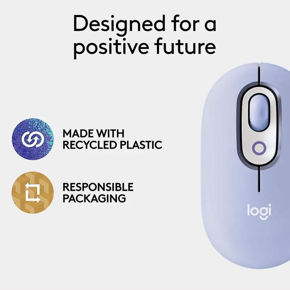 Discount Logitech POP Wireless Ambidextrous Optical Mouse, Lilac (910-007410)