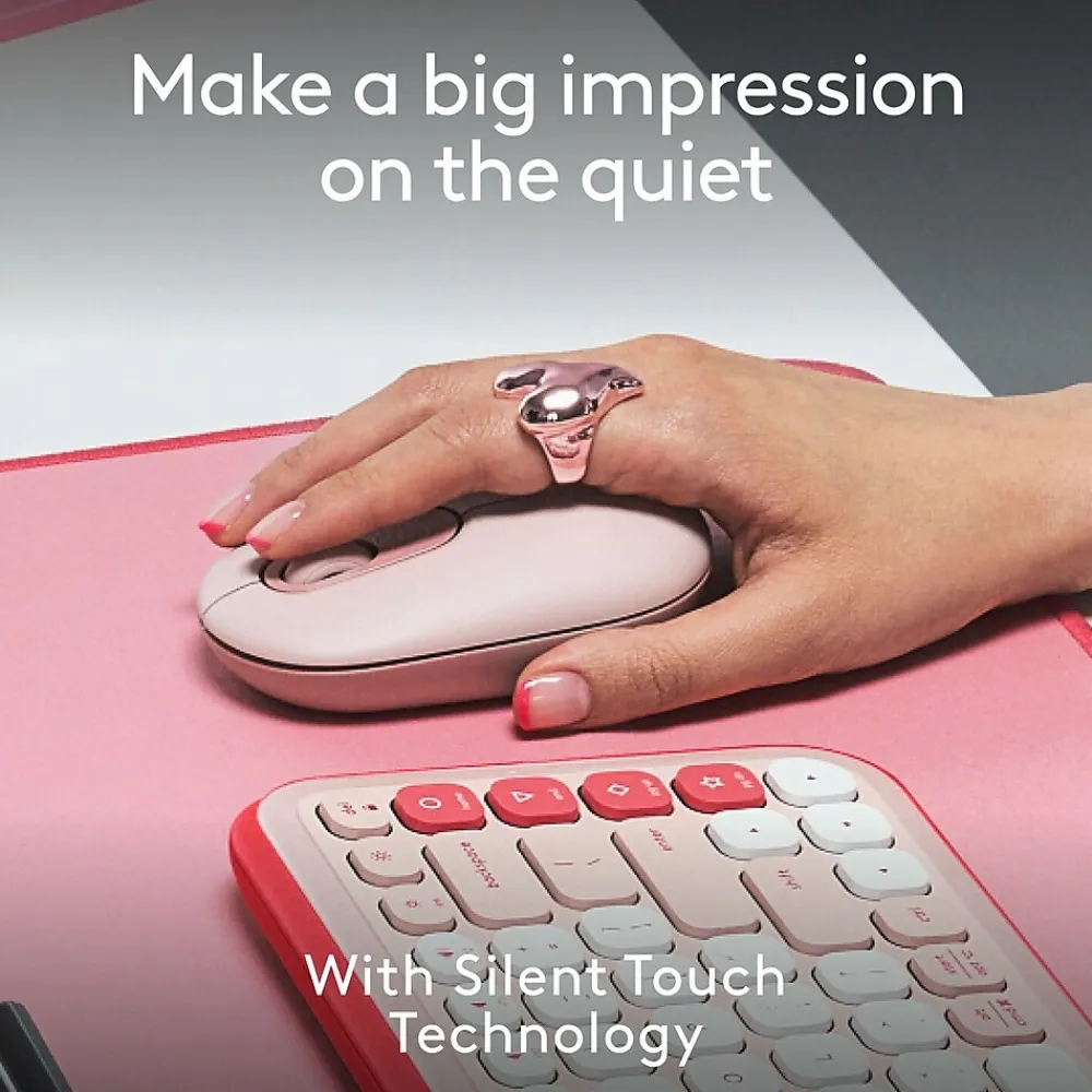 Logitech POP Wireless Ambidextrous Optical Mouse, Rose (910-007409)