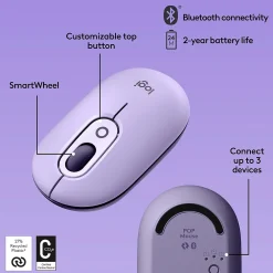 Online Logitech POP Wireless Optical Mouse, (910-006624) Cosmos Lavender