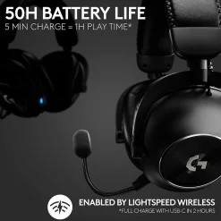 Online Logitech PRO X 2 LIGHTSPEED Wireless Bluetooth Stereo Gaming Over-the-Ear Headset, 3.5mm, (981-001262) Black