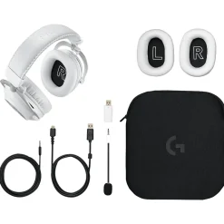 Logitech PRO X 2 LIGHTSPEED Wireless Bluetooth Stereo Gaming Over-the-Ear Headset, 3.5mm, (981-001268) White