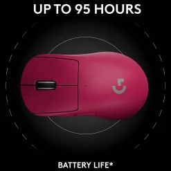 Hot Logitech PRO X SUPERLIGHT 2 DEX Wireless Ergonomic Asymmetrical Optical USB Gaming Mouse, Pink (910-007371)