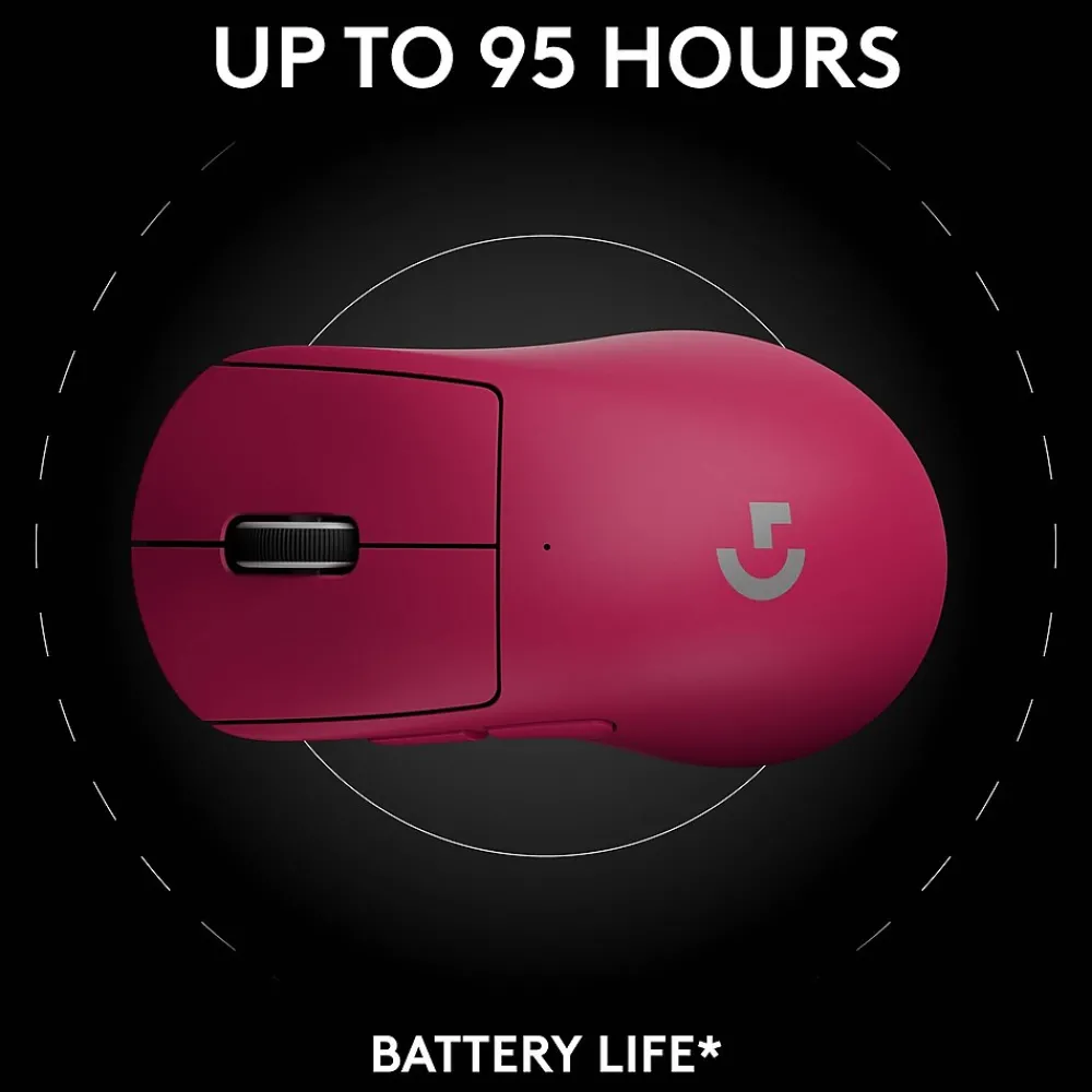 Hot Logitech PRO X SUPERLIGHT 2 DEX Wireless Ergonomic Asymmetrical Optical USB Gaming Mouse, Pink (910-007371)