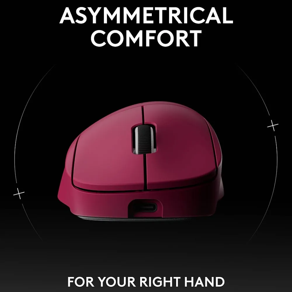 Hot Logitech PRO X SUPERLIGHT 2 DEX Wireless Ergonomic Asymmetrical Optical USB Gaming Mouse, Pink (910-007371)