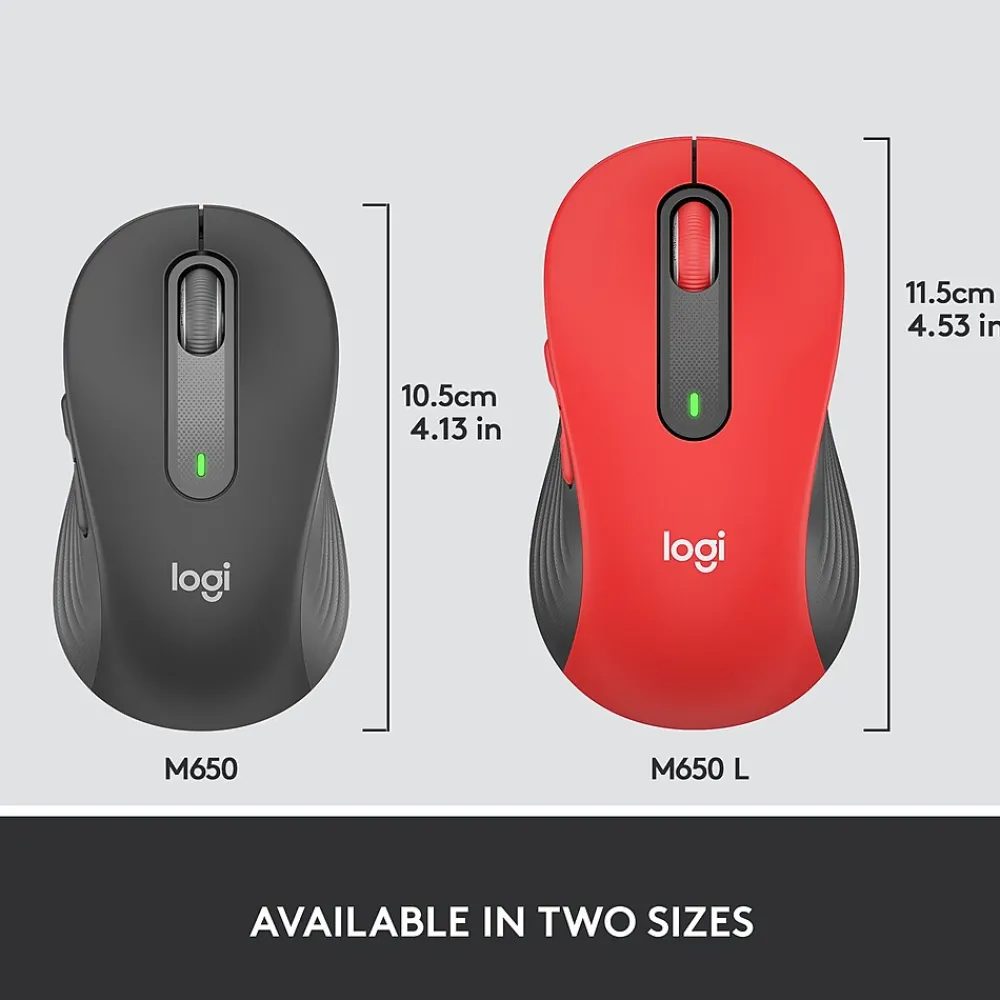 New Logitech Signature M650 L Wireless Optical USB Mouse, (910-006358) Classic Red