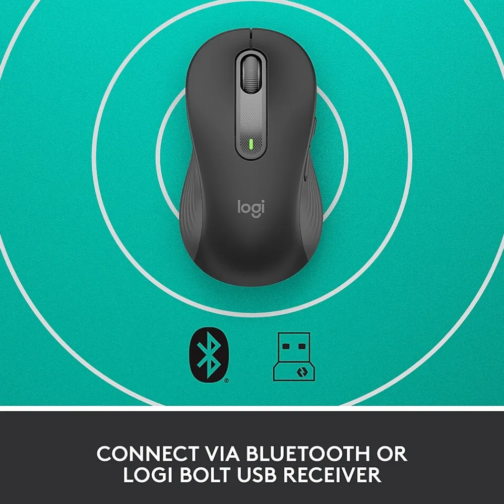 New Logitech Signature M650 Large Left Wireless Optical Mouse - For Large Sized Left Hands, Graphite (910-006234)