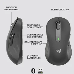 New Logitech Signature M650 Large Left Wireless Optical Mouse - For Large Sized Left Hands, Graphite (910-006234)