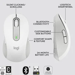 Clearance Logitech Signature M650 Wireless Optical USB Mouse, (910-006252) Off-White