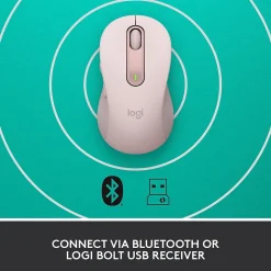 Hot Logitech Signature M650 Wireless Ergonomic Optical Bluetooth & USB Mouse, Rose (910-006251)