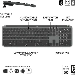 Best Logitech Signature Slim MK955 Wireless Keyboard and Mouse Combo, Graphite (920-012427)