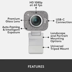 Clearance Logitech StreamCam 2.1 Megapixels Webcam (960-001289) White