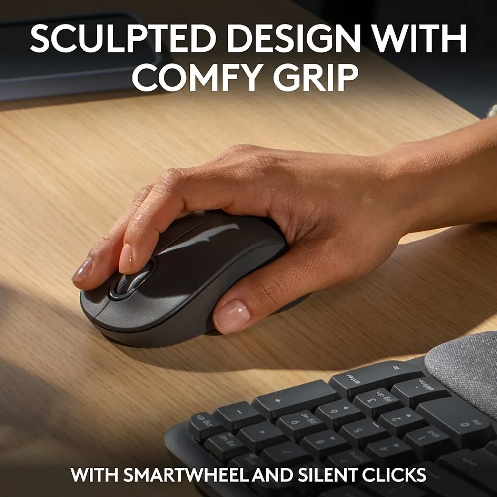 Logitech Wave Keys/Signature MK670/M550 L Wireless Ergonomic Keyboard & Optical Mouse Combo, Graphite (920-012059)