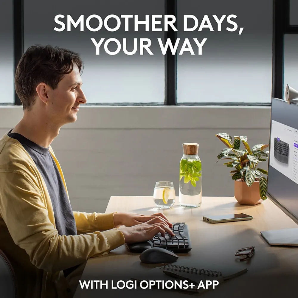 Logitech Wave Keys/Signature MK670/M550 L Wireless Ergonomic Keyboard & Optical Mouse Combo, Graphite (920-012059)