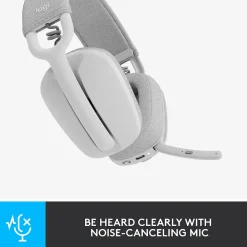 New Logitech Zone Vibe 100 Wireless Noise Canceling Bluetooth, (981-001257) Off-White