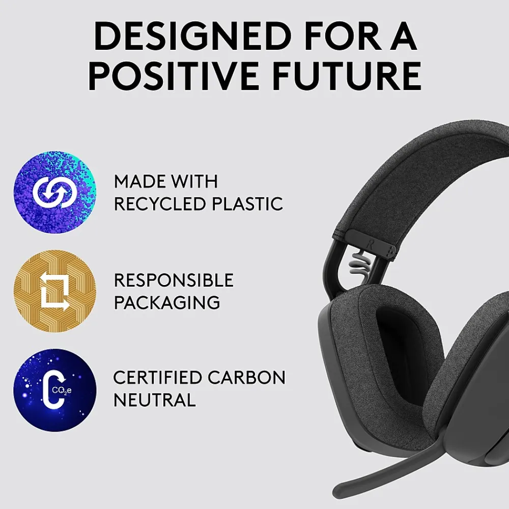 Hot Logitech Zone Vibe 100 Wireless Noise Canceling Bluetooth Headset, Graphite (981-001256)