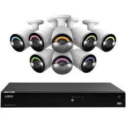 Lorex Fusion 4K 8.0-MP 16-Camera-Capable 4-TB NVR System with 8 IP Smart-Deterrence Bullet Cameras, White (N864A64B-8AB8)
