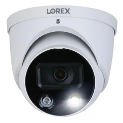 Lorex 4K Ultra HD Indoor/Outdoor Add-on IP Dome Security Camera with Smart Deterrence Plus, White (E893DD-E)