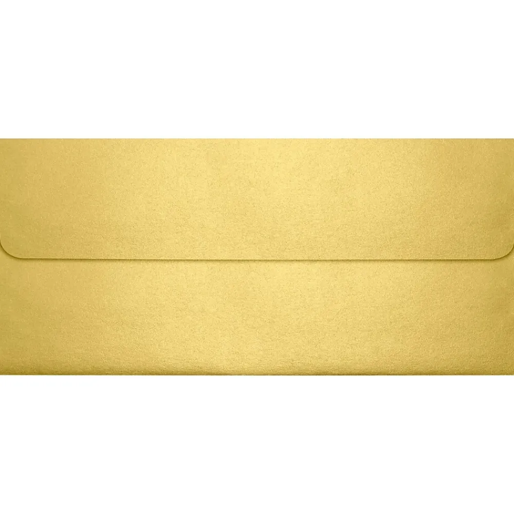 Hot LUX 80lbs. 4 1/8" x 9 1/2" #10 Square Flap Envelopes W/Glue, Gold Metallic, 250/BX