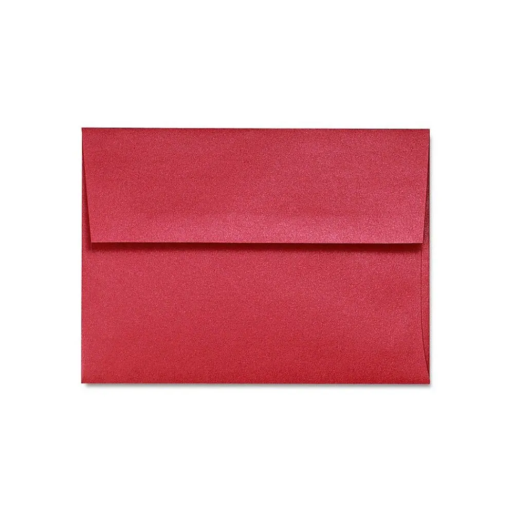 New LUX 80lbs. 5 3/4" x 8 3/4" A9 Invitation Envelopes W/Glue, Jupiter Metallic Red Red, 250/BX