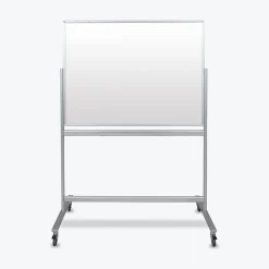 Dry Erase*Luxor Double Sided Mobile Magnetic Glass Marker Board, Aluminum, 48x36 (MMGB4836)