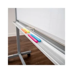 Dry Erase*Luxor Dry-Erase Mobile Combination Ghost Grid/Whiteboard, Aluminum Frame, 36