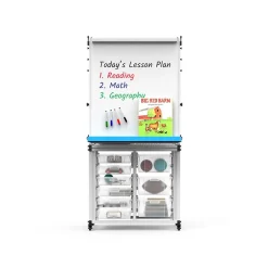 Dry Erase*Luxor Dry-Erase Mobile Modular Teacher Whiteboard with Storage, Steel Frame, 36