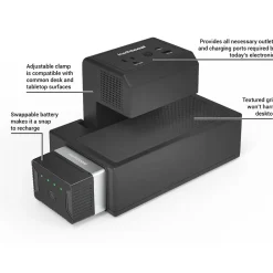 KwikBoost EdgePower A/C & USB Clamp-On Universal Desktop Charging Station, Black (KBEP-CGR)<Luxor Outlet