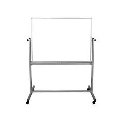 Dry Erase*Luxor Steel Mobile Dry-Erase Whiteboard, Aluminum Frame, 4' x 3' (MB4836WW)