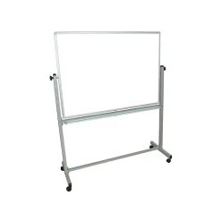 Dry Erase*Luxor Steel Mobile Dry-Erase Whiteboard, Aluminum Frame, 4' x 3' (MB4836WW)