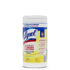 Disinfecting Wipes, Lemon & Lime Blossom, 80 Wipes/Canister, 6 Canisters/Carton (1920077182CT)<Lysol Hot