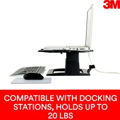 Adjustable Laptop Stand, Black, 2 in. of Height Adjustment, Compatible with Docking Stations (LX500)<3M Sale
