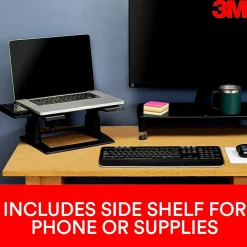 Adjustable Laptop Stand, Black, 2 in. of Height Adjustment, Compatible with Docking Stations (LX500)<3M Sale