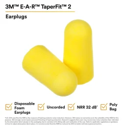 3M E-A-R TaperFit 2 Uncorded Earplugs, 200 Pairs/Box (312-1219)